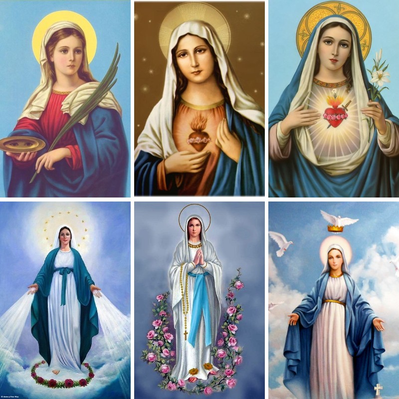 Resin Art Mary - Elmas boyama Mary dua, mozaik çapraz