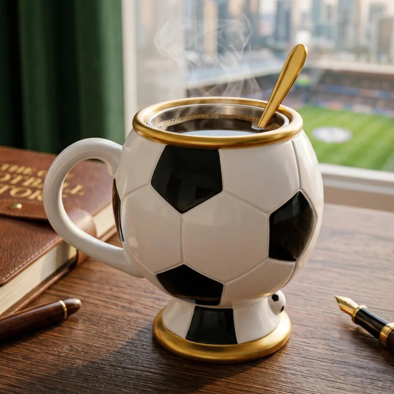 Resin Art Coffee Table - Futbol Kahve Kupa Reçine Paslanmaz Çelik