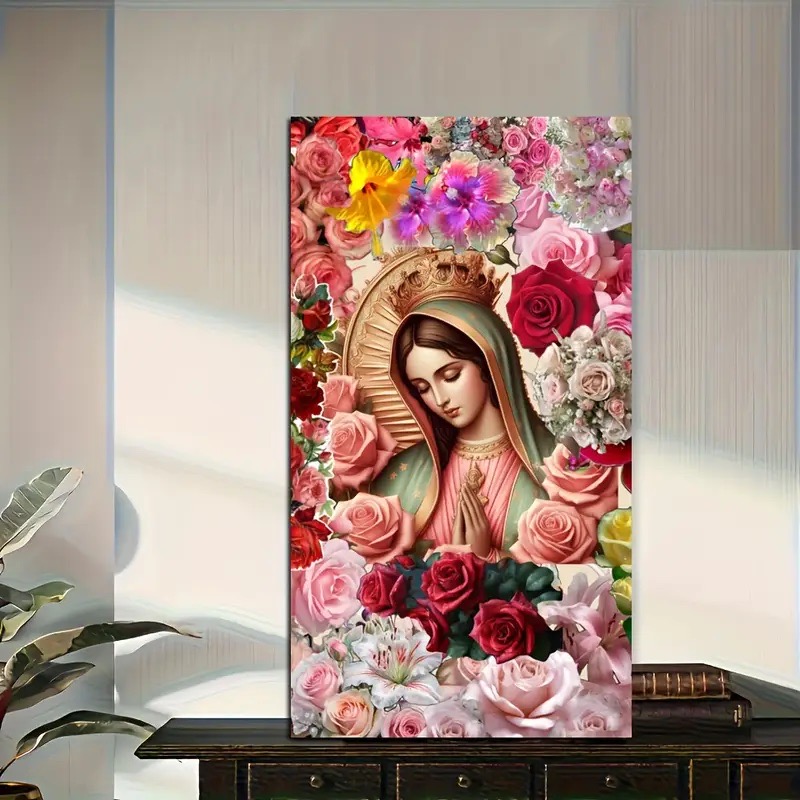 Resin Art Mary - Kırmızı Gül Varyolası Mary Çiçek Elmas
