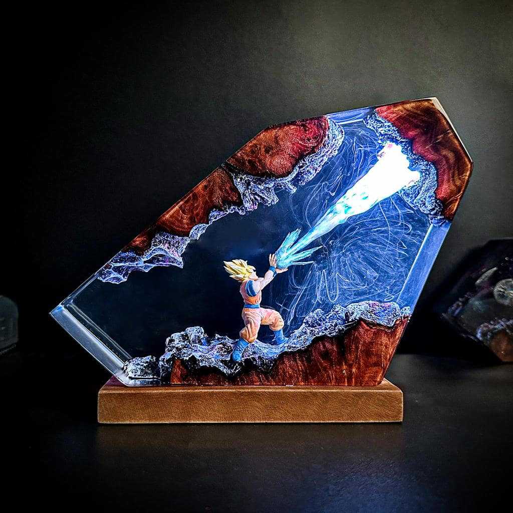 Resin Art Goku - Goku Kamehameha Epoksi Reçine LED Gece