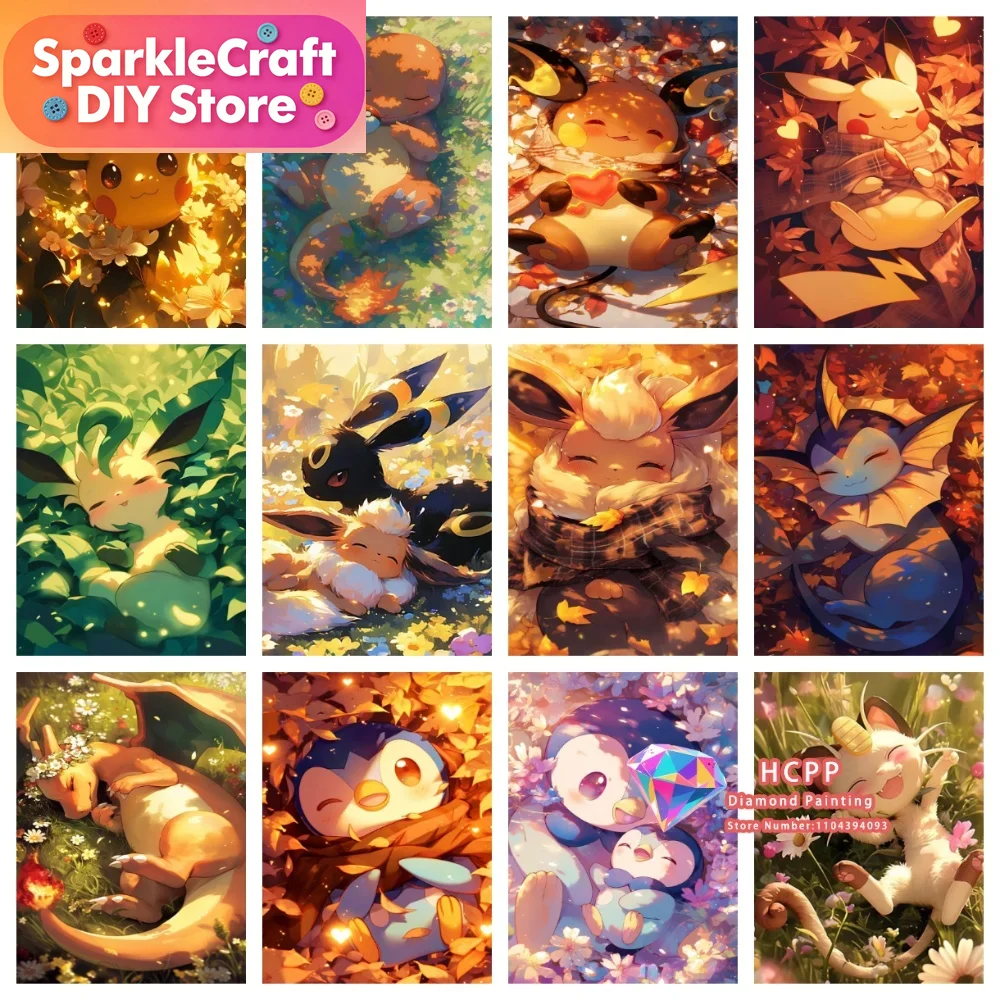 Resin Art Things - 1 adet çerçevesiz Karikatür Pokemon Pikachu