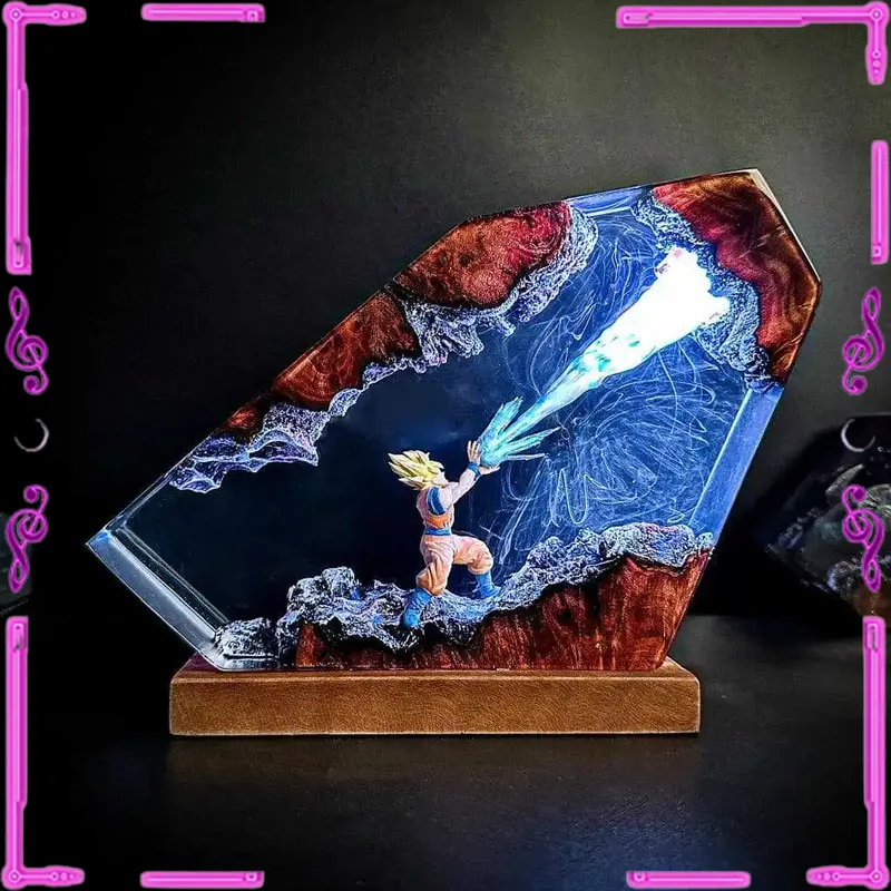 Resin Art Goku - Goku Kamehameha Epoksi Reçine LED Gece